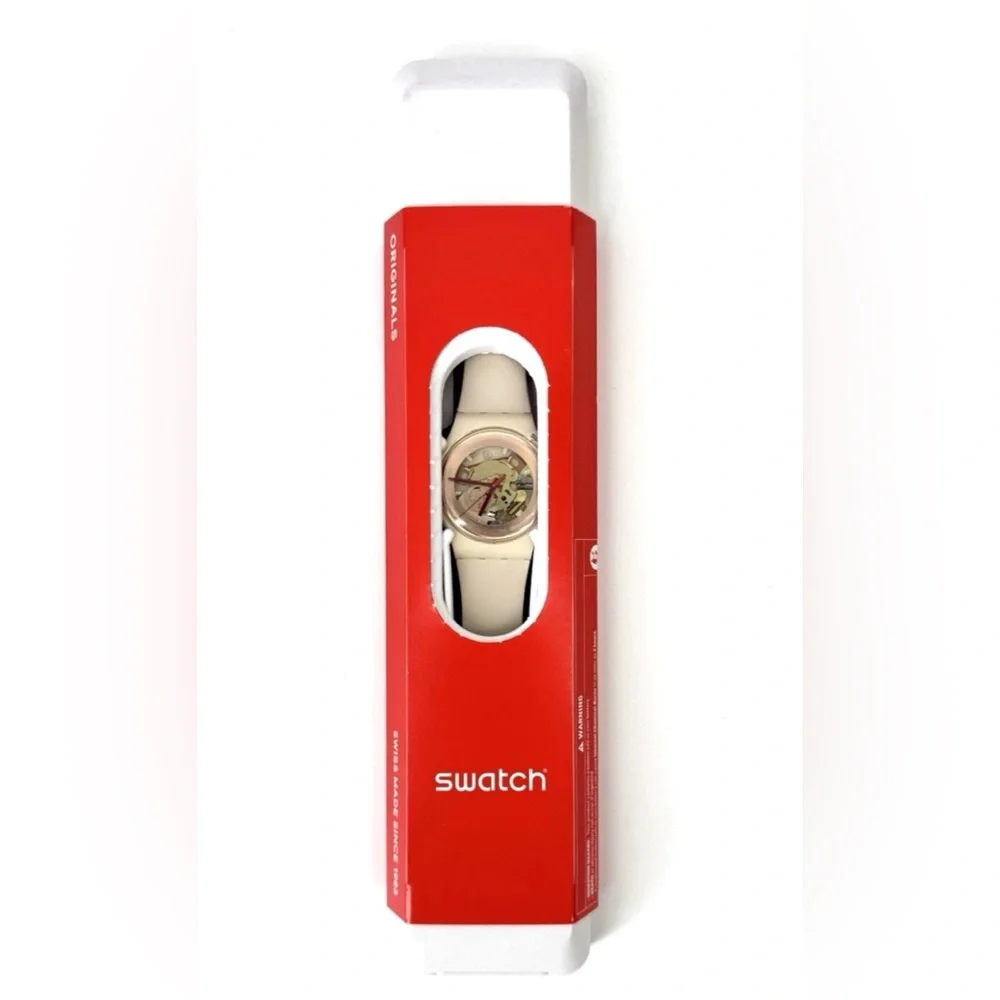 NIB Swatch Shades of Rose Retro Skeleton Dial New Gent Limited Edition SUOP107